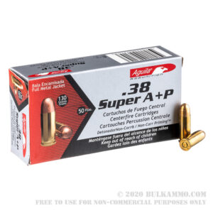 50 Rounds of 38 Super Ammo by Aguila - 130gr FMJ