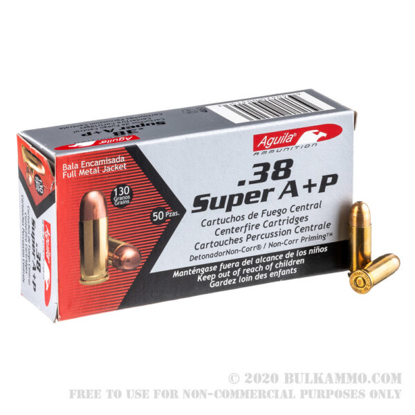 50 Rounds of 38 Super Ammo by Aguila - 130gr FMJ