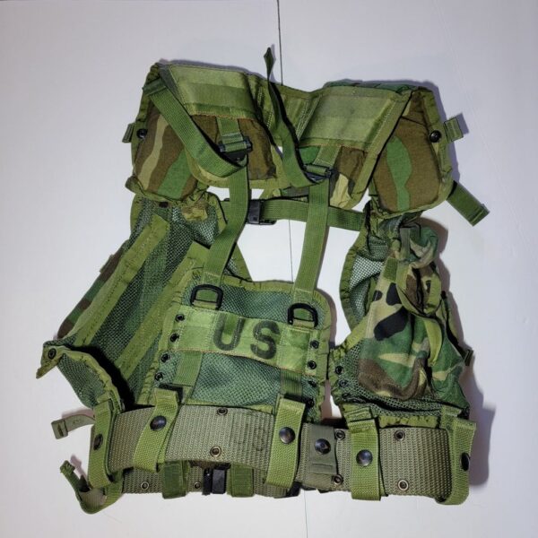 USGI Enhanced Tactical Load Bearing Vest Woodland Camo MADE IN USA (Excellent)