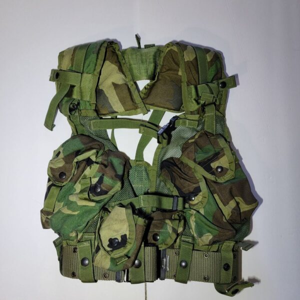 USGI Enhanced Tactical Load Bearing Vest Woodland Camo MADE IN USA (Excellent) - Image 2